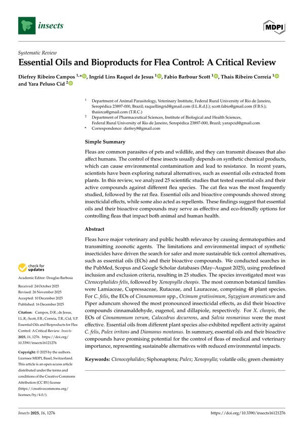 Essential Oils and Bioproducts for Flea Control: A Critical Review